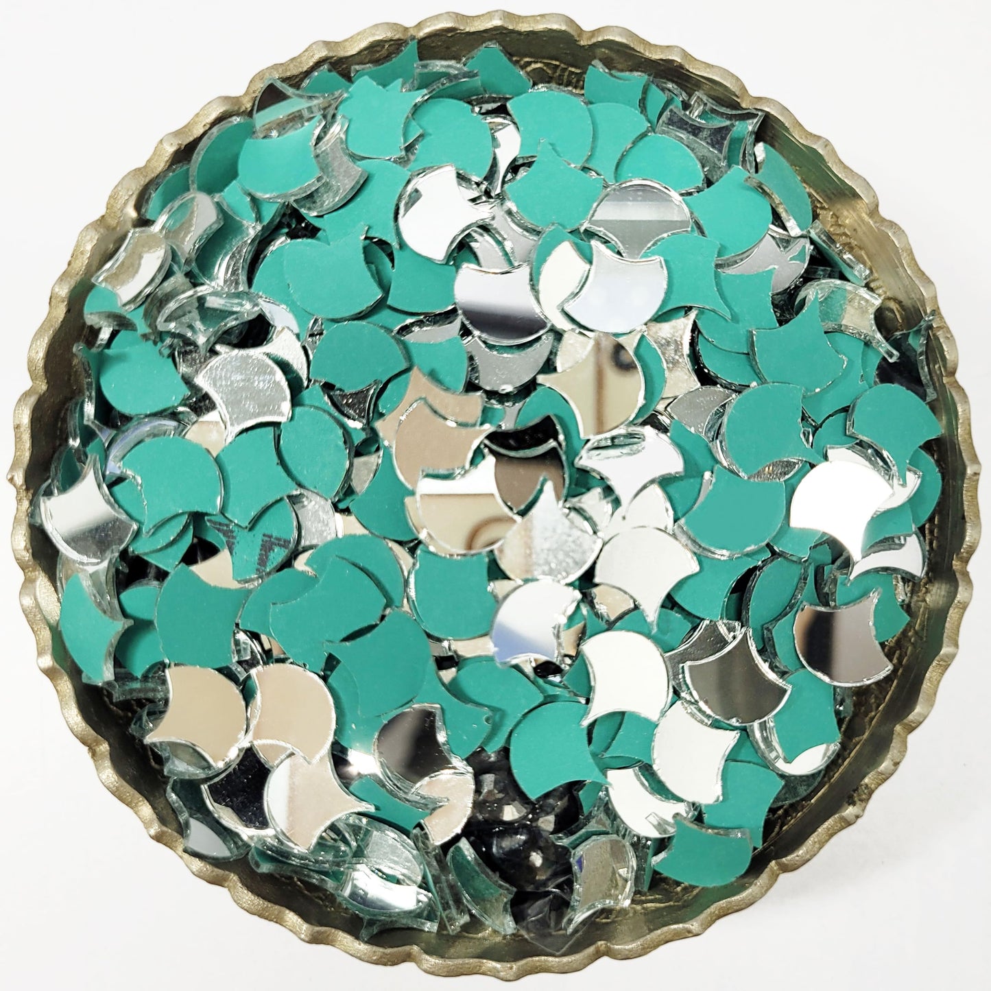 Fancy Small Diya Glass Pieces for Lippan Art Silver. Main product image showing the full product layout.