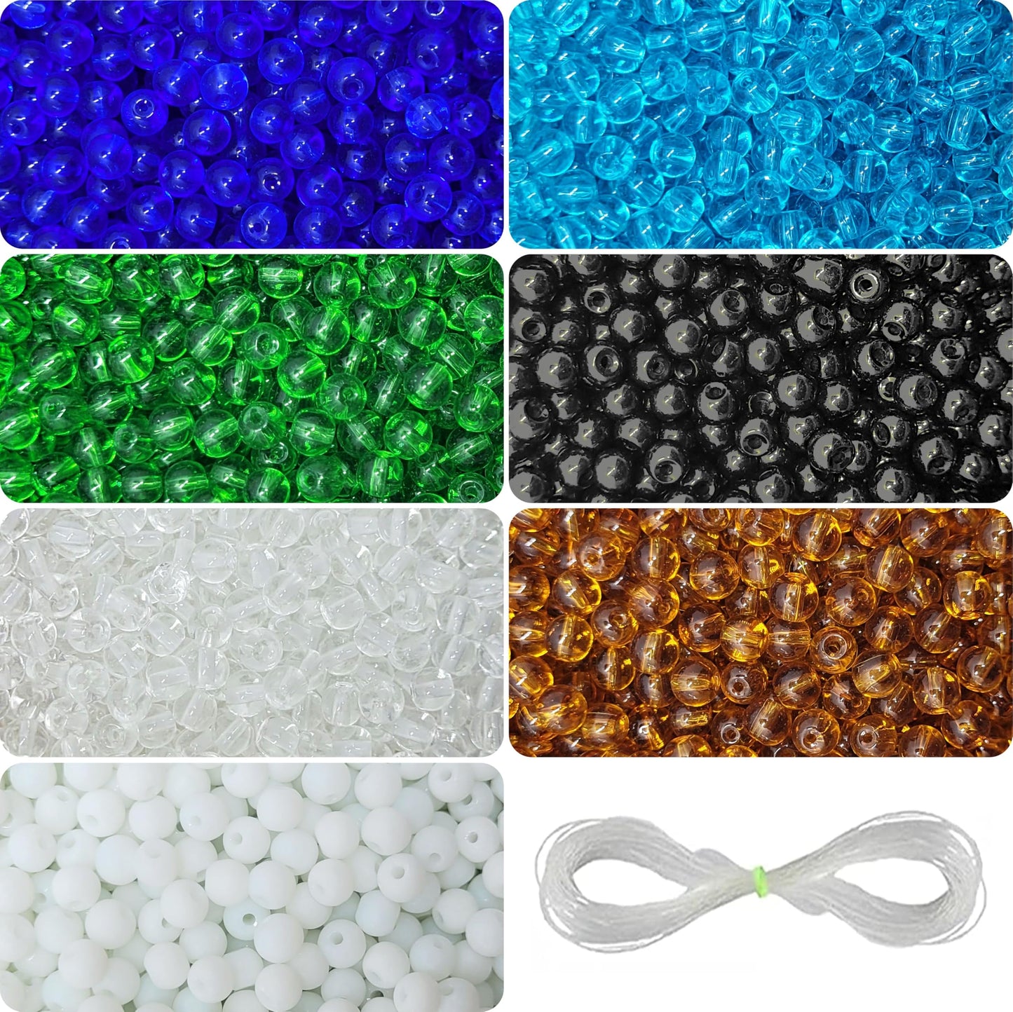 For neat results in bracelet making, necklace making and DIY jewellery projects, multicolour and transparent 4mm beads are a useful detail.