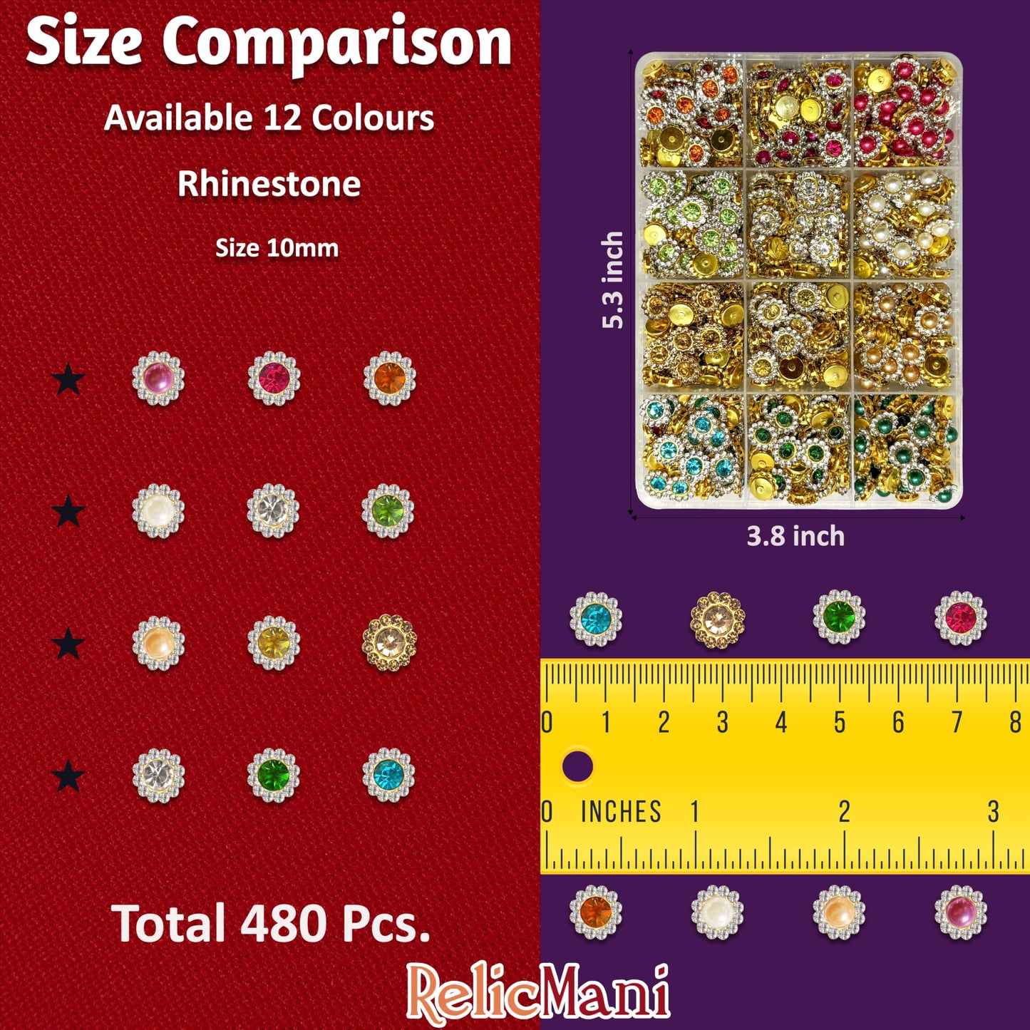 Zircon Flower Stone Button Kit, Multicolor Decorative image 2