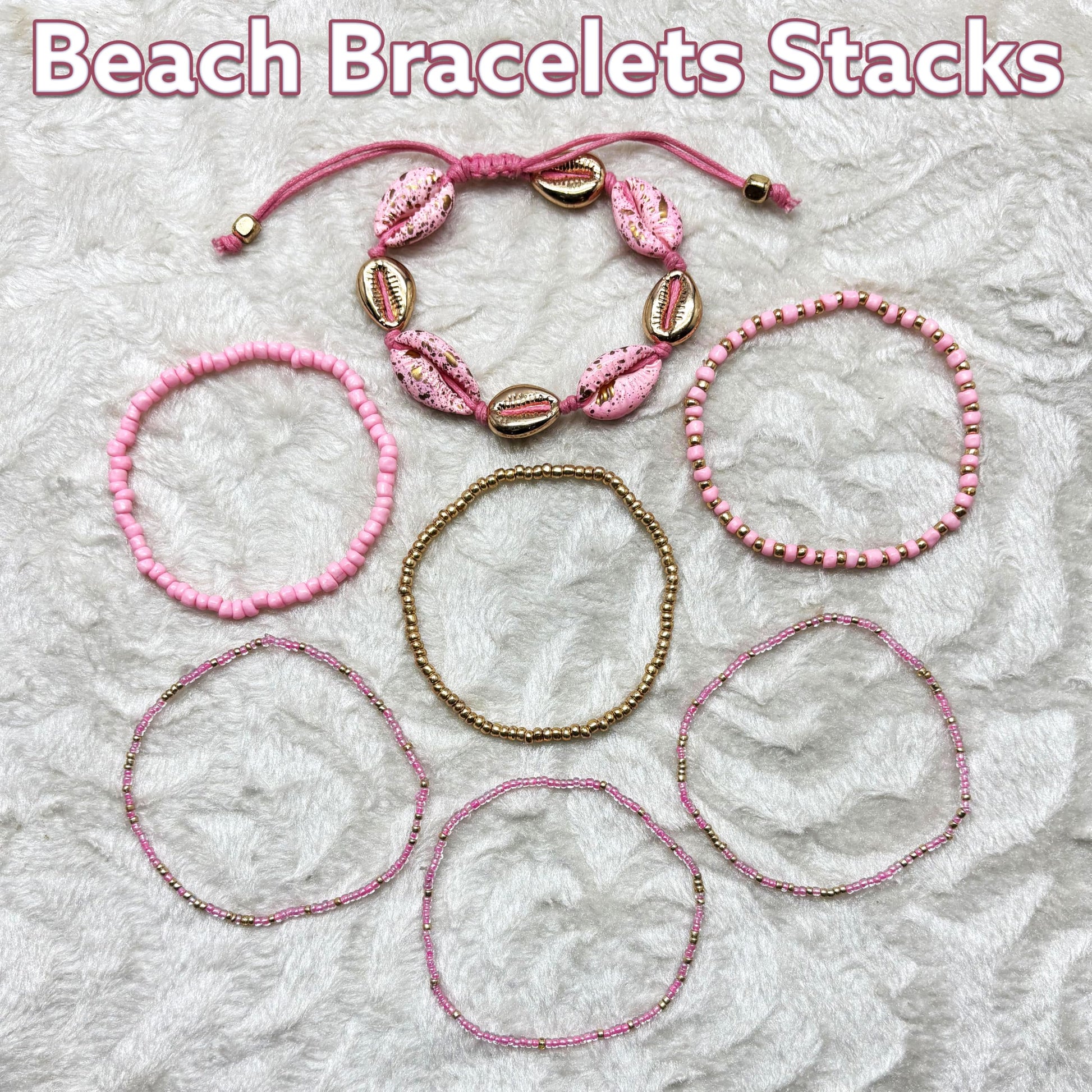 Pink Bohemian Layered Bracelet Stack for Women, Shell image 5
