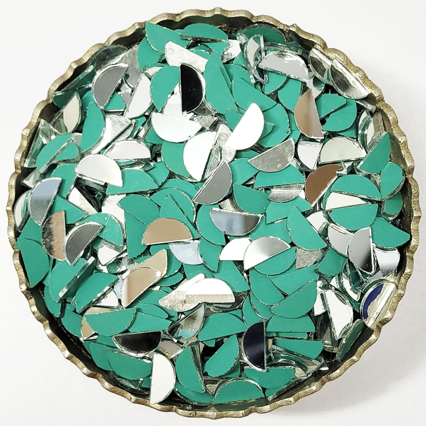 Silver Fancy Small Glass Pieces for Art and Craft Semi Circle. Main product image showing the full product layout.