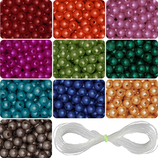 Multicolour and pearl 8mm beads help create clean decorative look in bracelet making, necklace making and DIY jewellery projects.