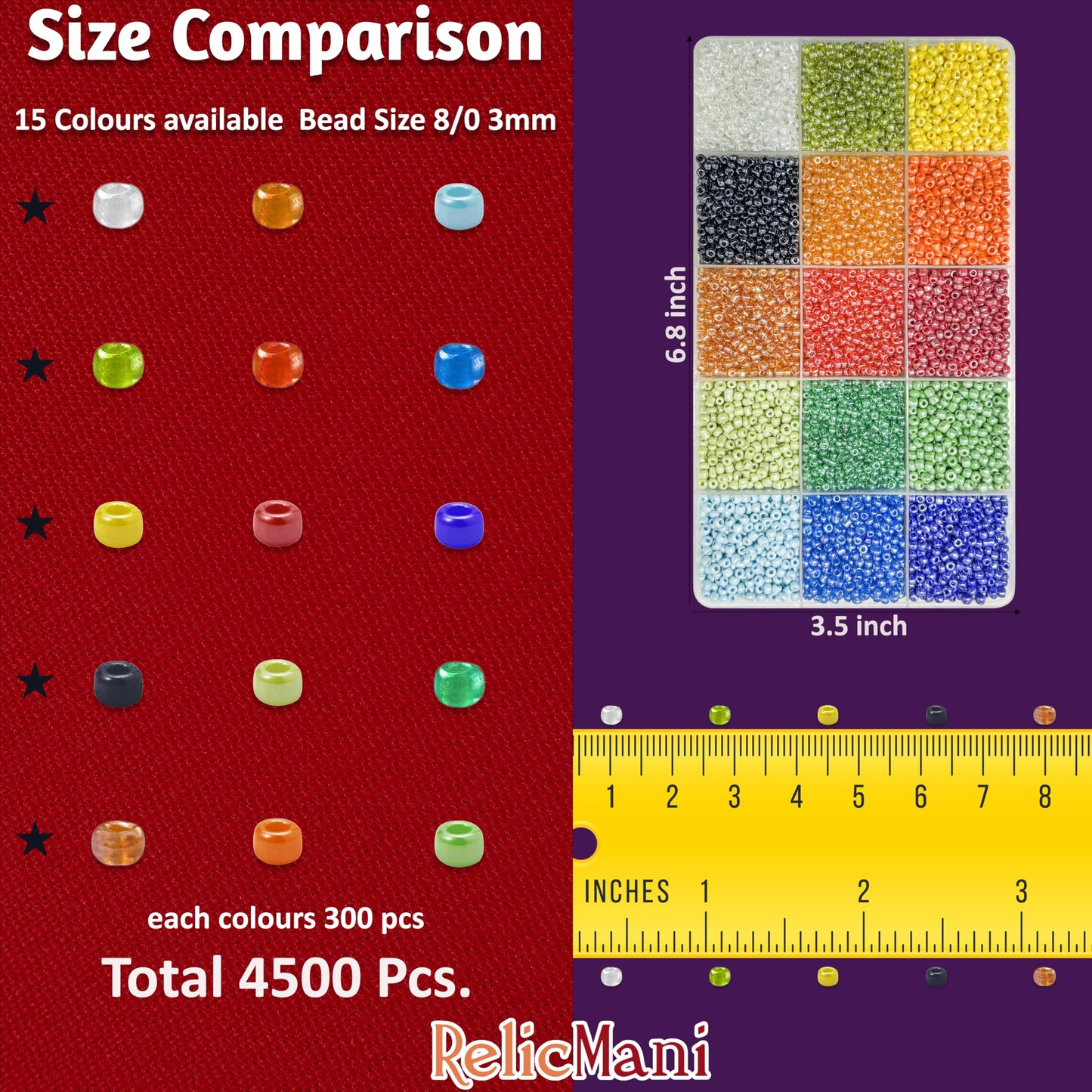 Glass Seed Beads for Jewellery Making, 3mm Small Mini Beads 15 Colours image 3
