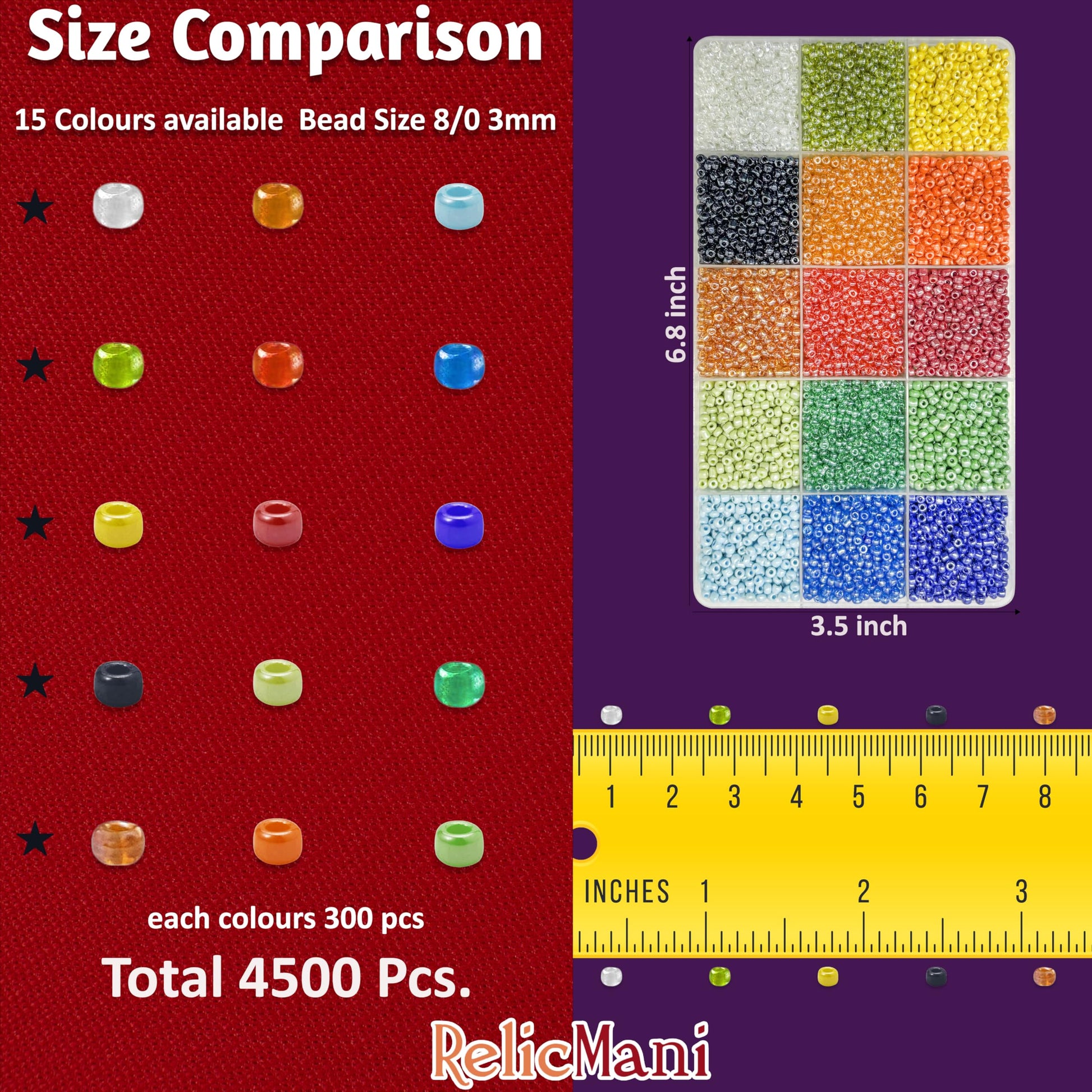 Glass Seed Beads for Jewellery Making, 3mm Small Mini Beads 15 Colours image 3