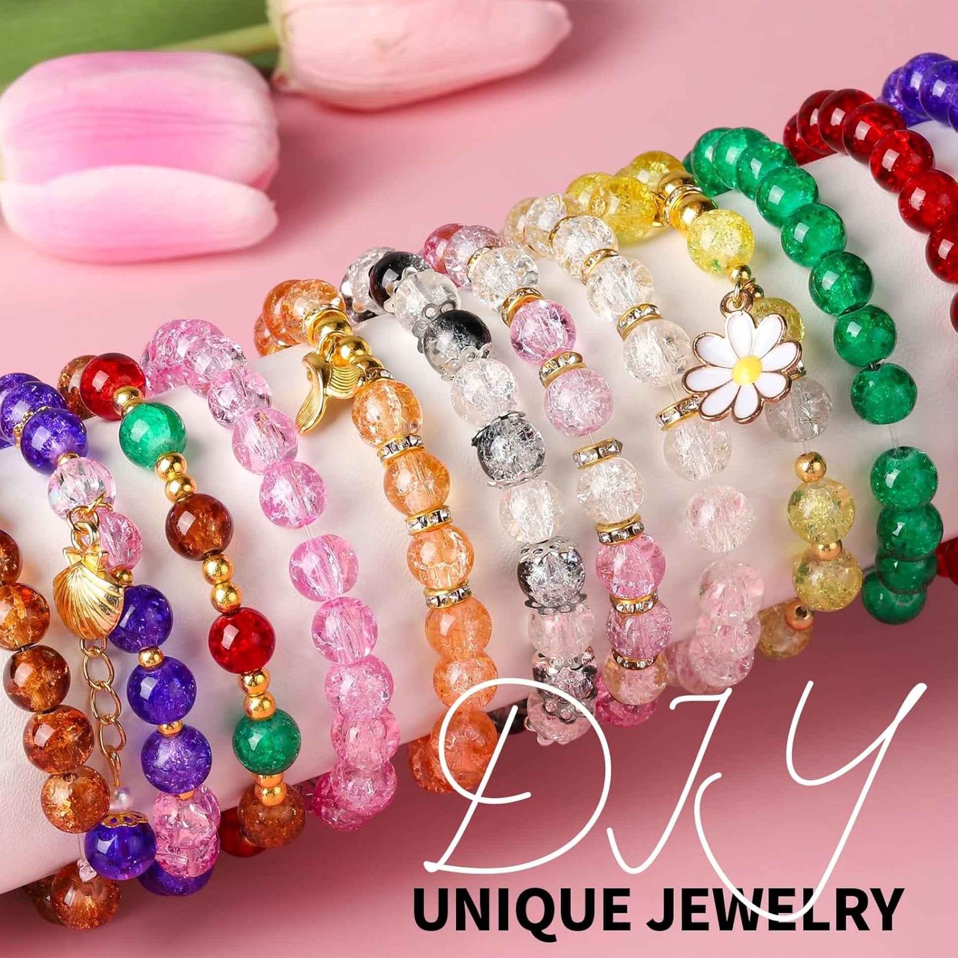 Multicolor Evil Eye Beads Box for Bracelet and Jewelry Making. Additional close-up image highlighting material texture and color variety.