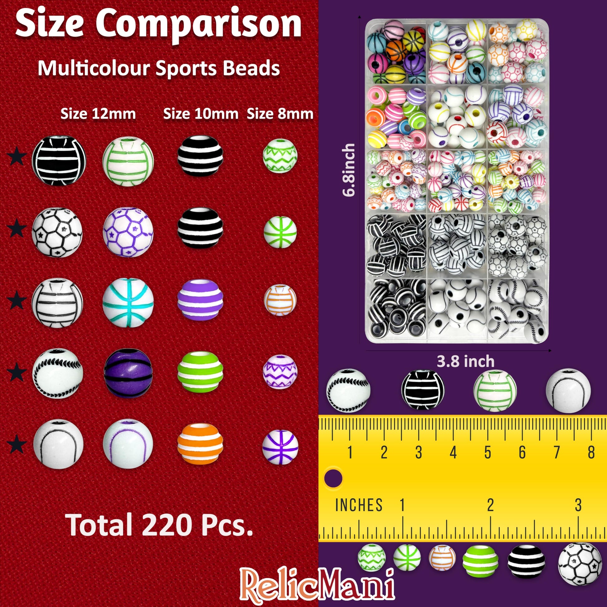 Sports Ball Beads Kit for Bracelet Making, Acrylic MUlticolor 3 image 2