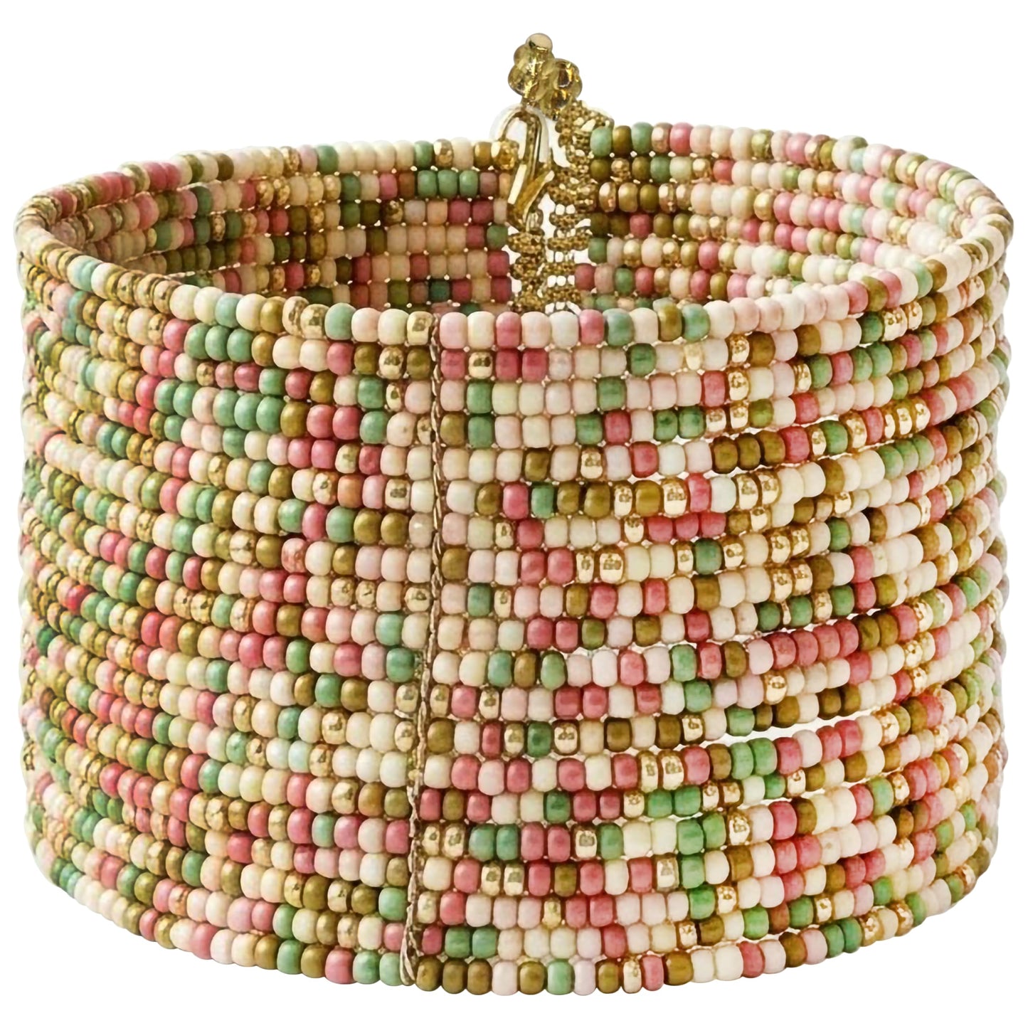 Multicolour seed bead cuff bracelet wide boho