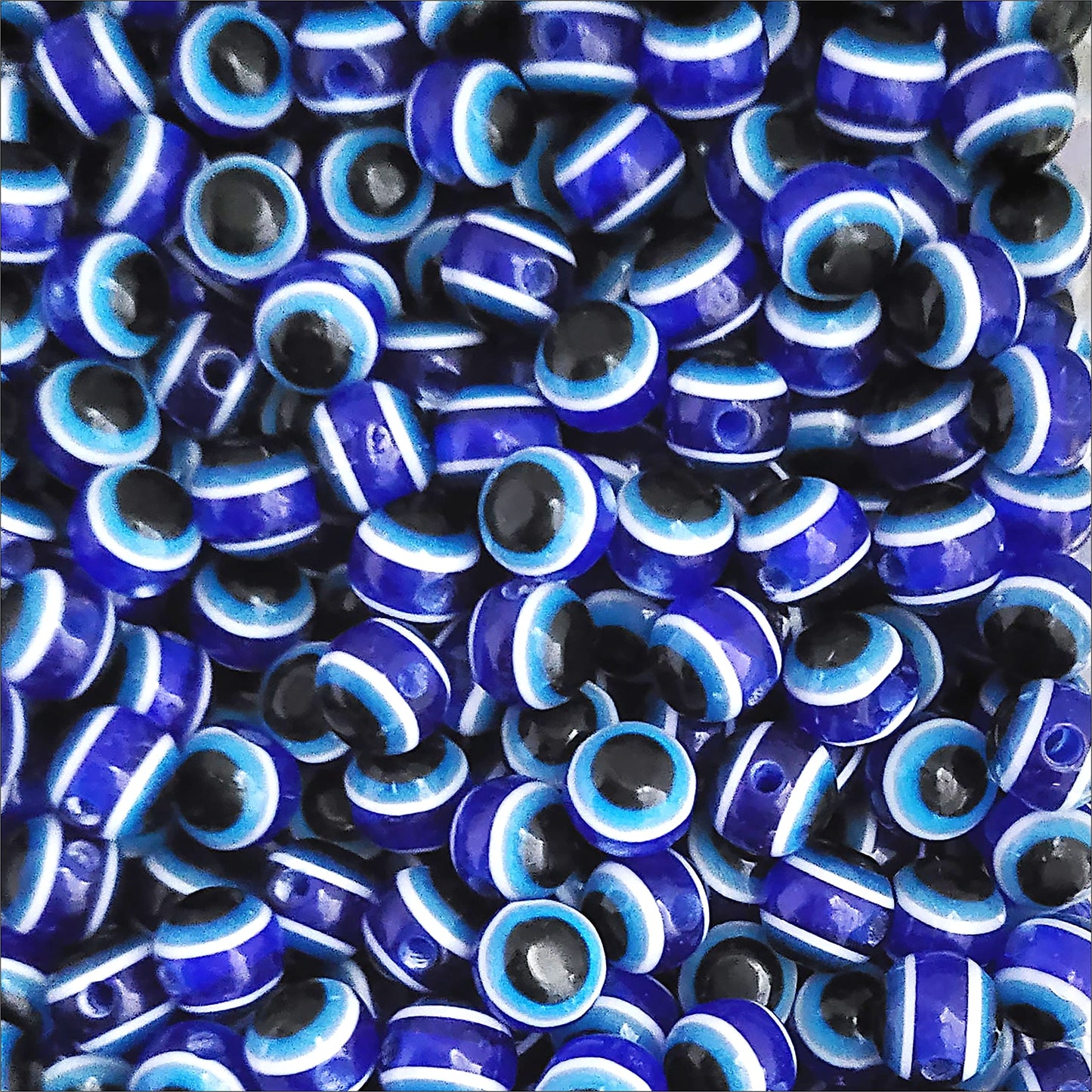 Evil Eye Dark Blue Round Beads | 8mm Charm Beads for Craft & Jewelry Making -100pcs