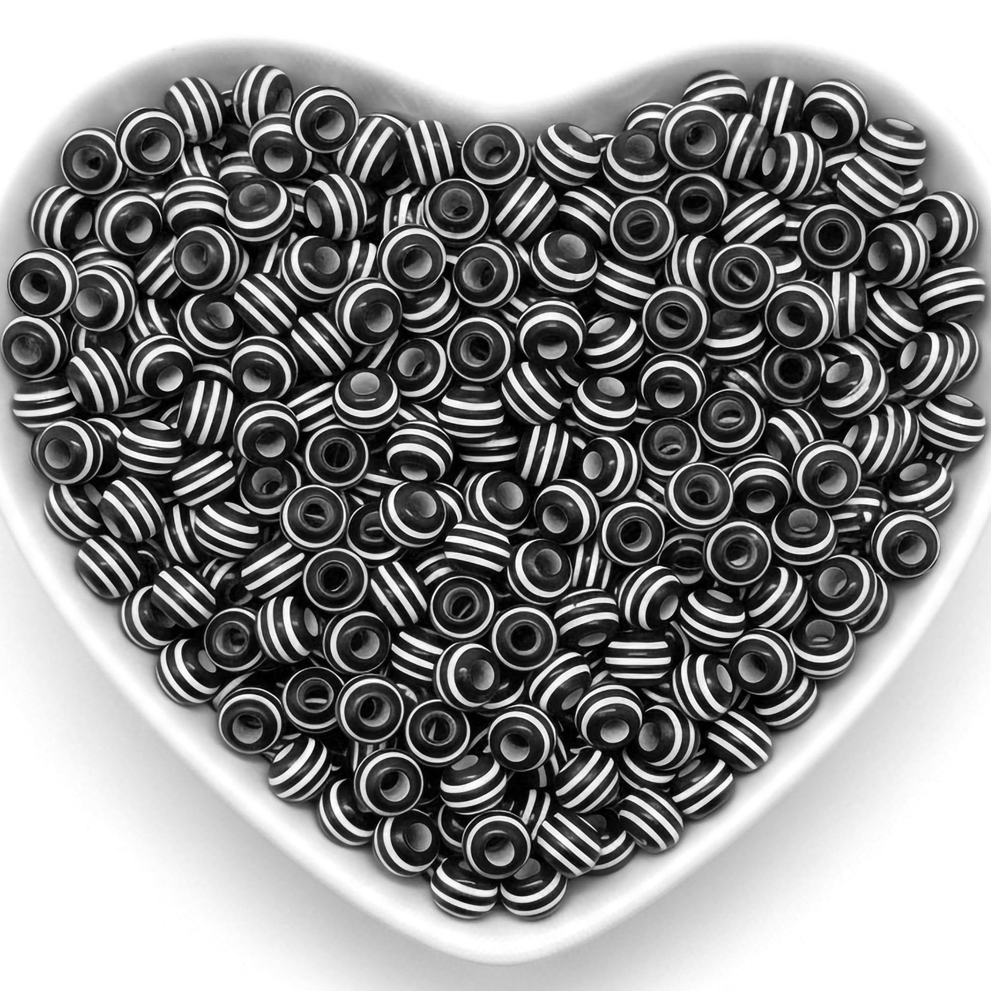 Black and white striped beads for jewelry making crafts