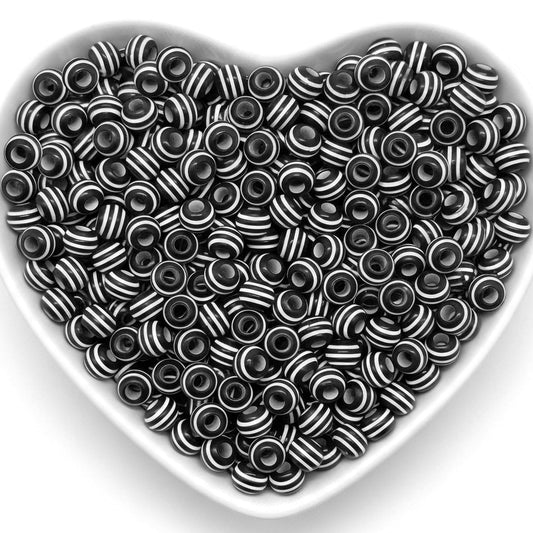Black and white striped beads for jewelry making crafts