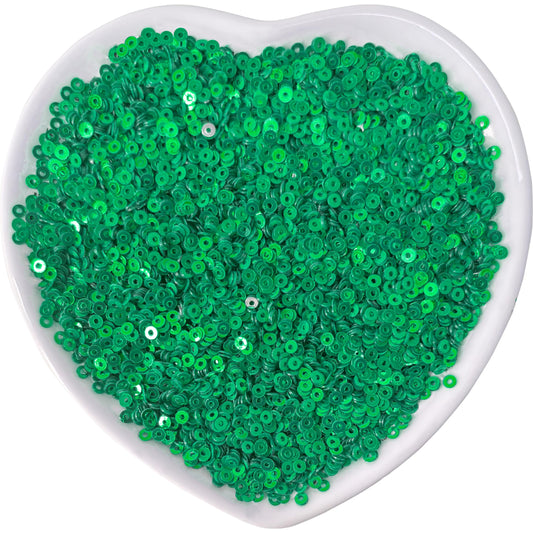 Embroidery Sequins, 2mm Flat Round Sitara, Shimmering Chumki DARK GREEN product image