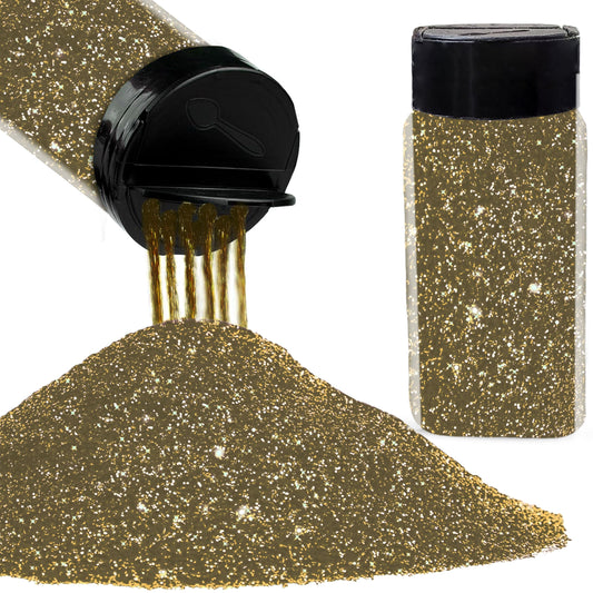 A sparkling look makes dark gold and multicolour 50g glitter powder suitable for resin art, card making and scrapbooking.