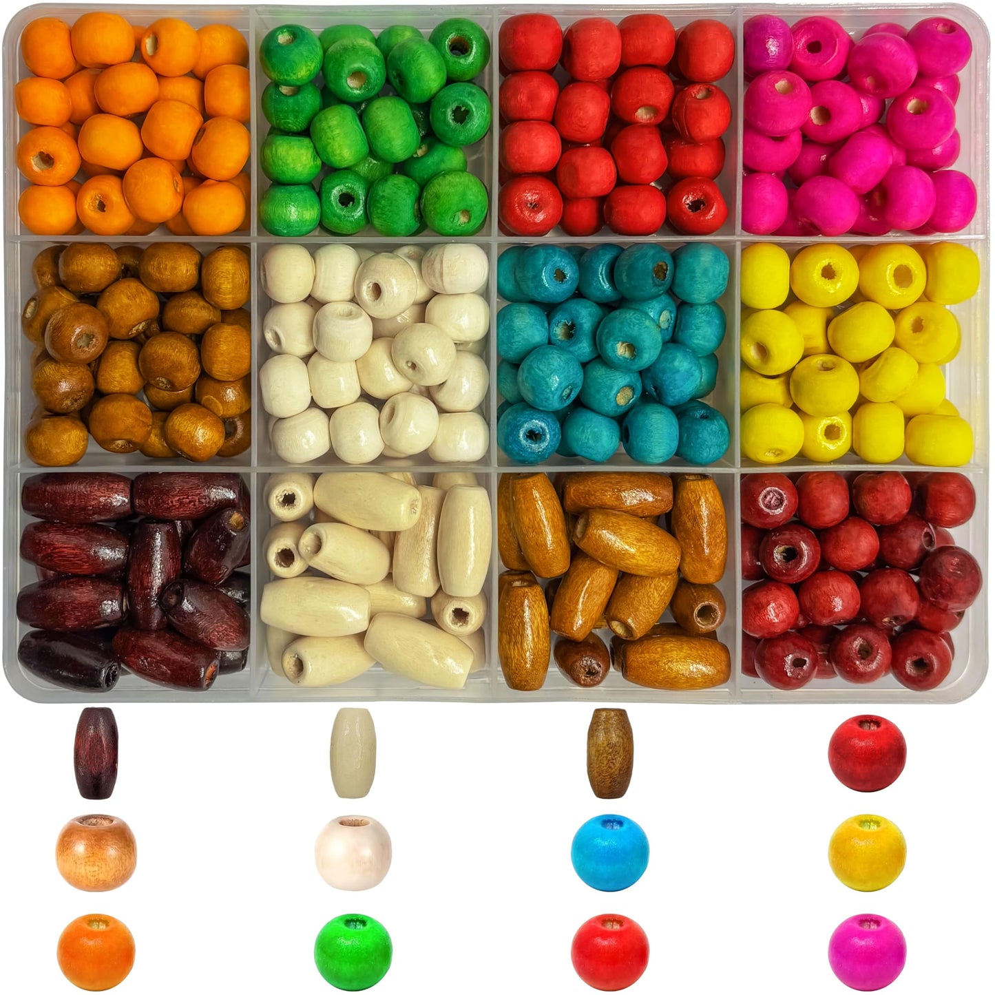 Handicraft Wooden Bead Set for Jewelry Making, 12-Grid Multicolor product image