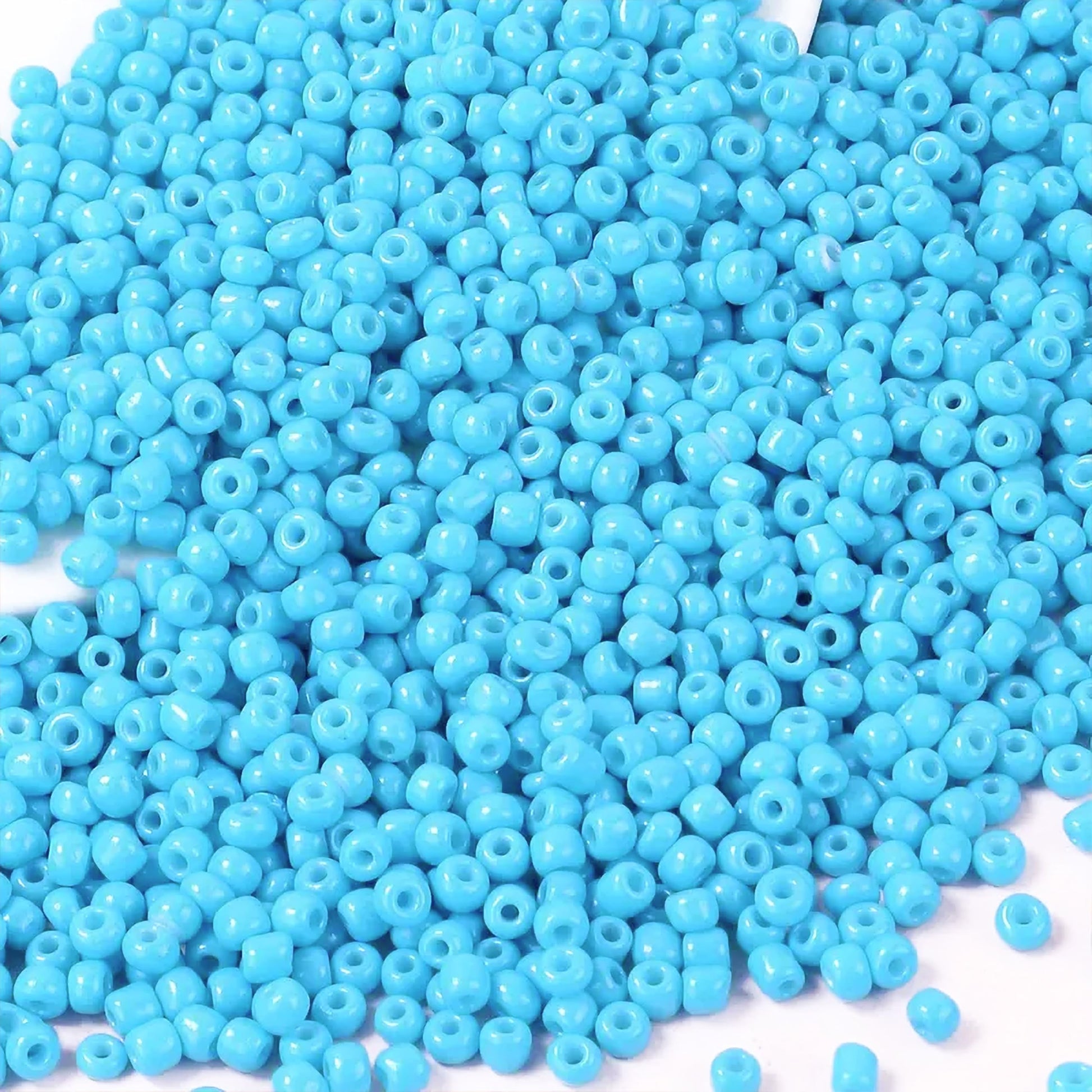 A refined detail for bracelet making, necklace making and DIY jewellery projects, sky blue 2mm and 02mm beads add a clean decorative look.
