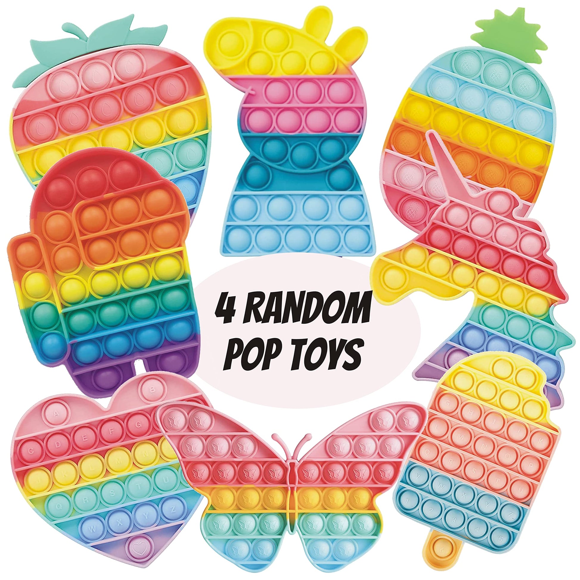 In kids play, stress relief and sensory activity, 4 random pop its silicone fidget toy set adds depth and neat finishing.