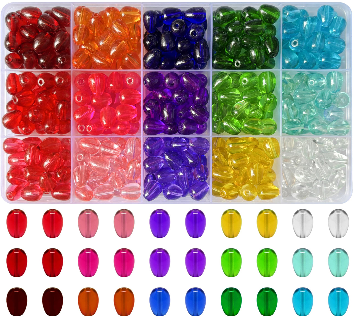 Add sparkle to bracelet making and saree kuchu work with assorted glossy teardrop bead accents.