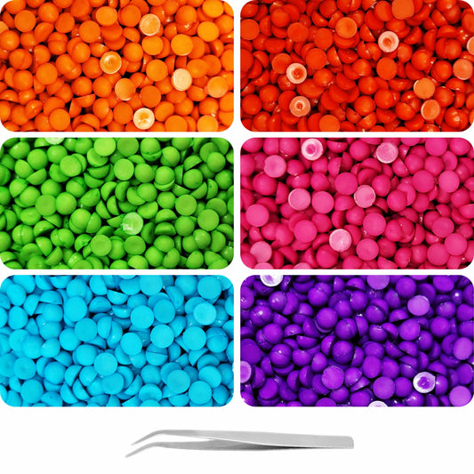 Multicolour Opaque Half Cut Flat Back Beads 5mm | 2200 pcs