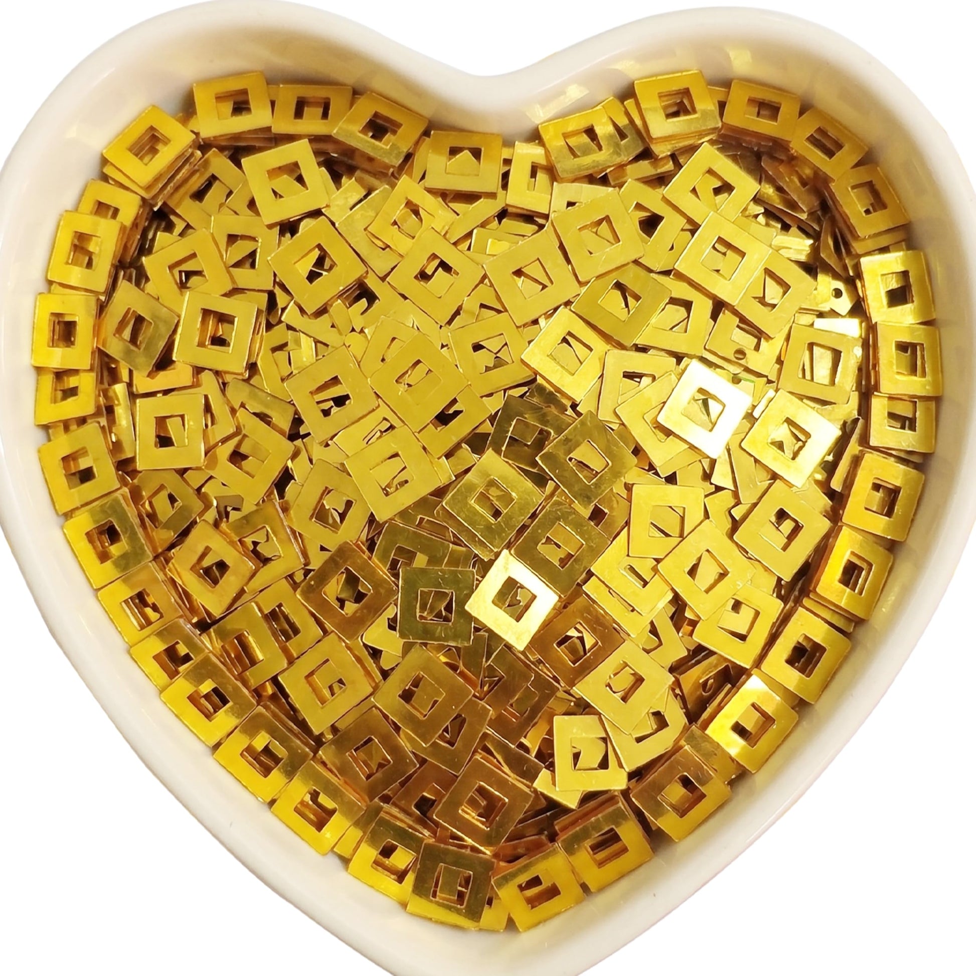 Create a neat finish in aari embroidery and maggam work with shiny gold square embroidery sequins.