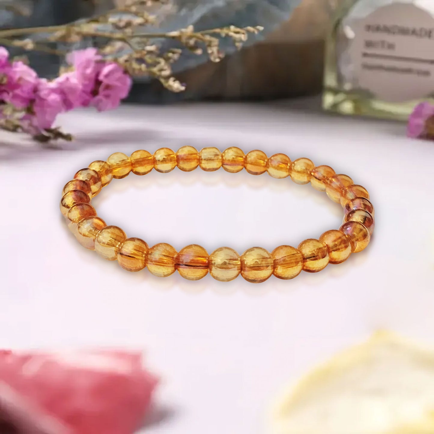 Golden Glass Bracelet with 6mm Beads