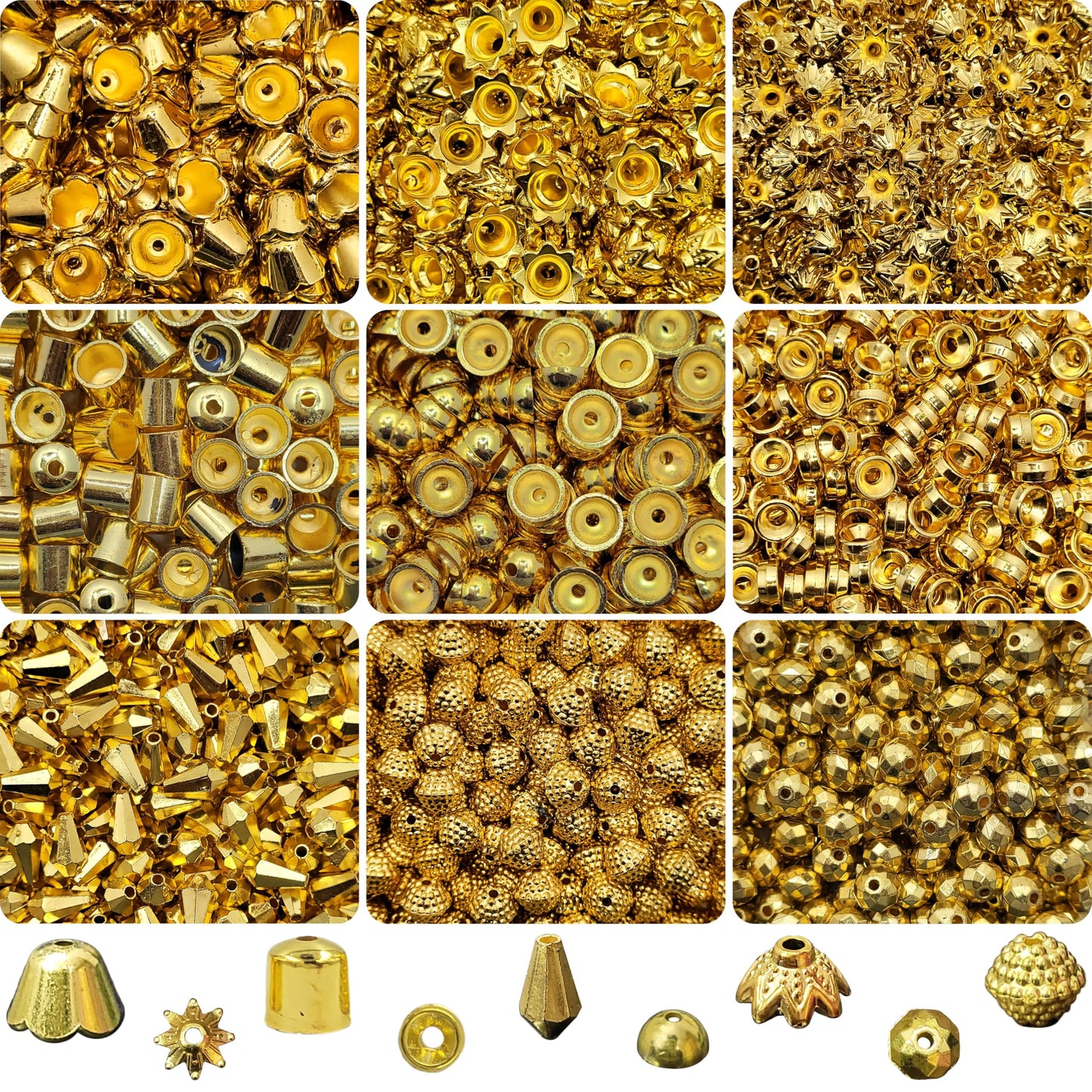 Use gold plastic beads to finish bracelet making, necklace making and DIY jewellery projects with a clean decorative look.
