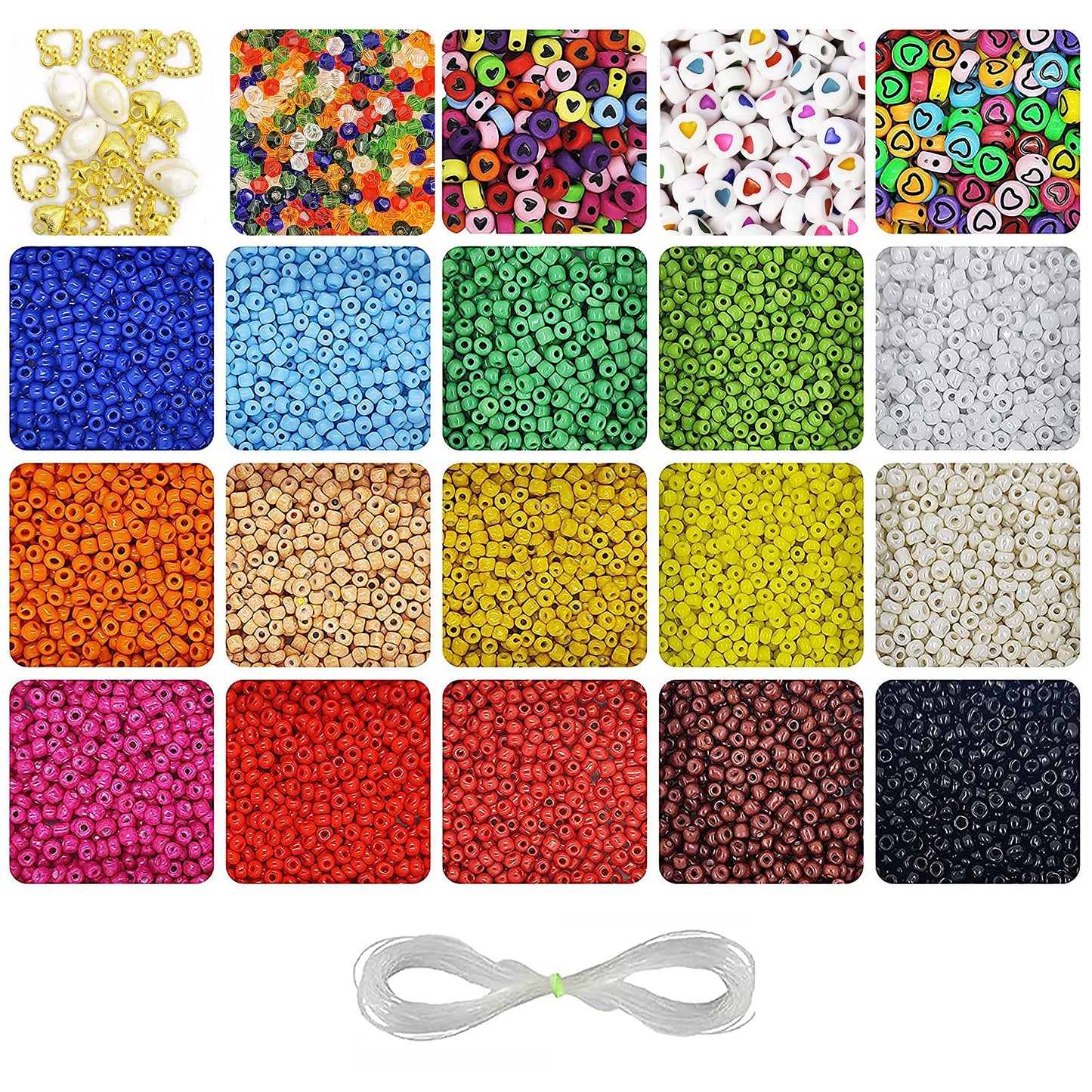 Beads Jewellery Making Set for Craft | Seed Beads, Spacers, and Charms