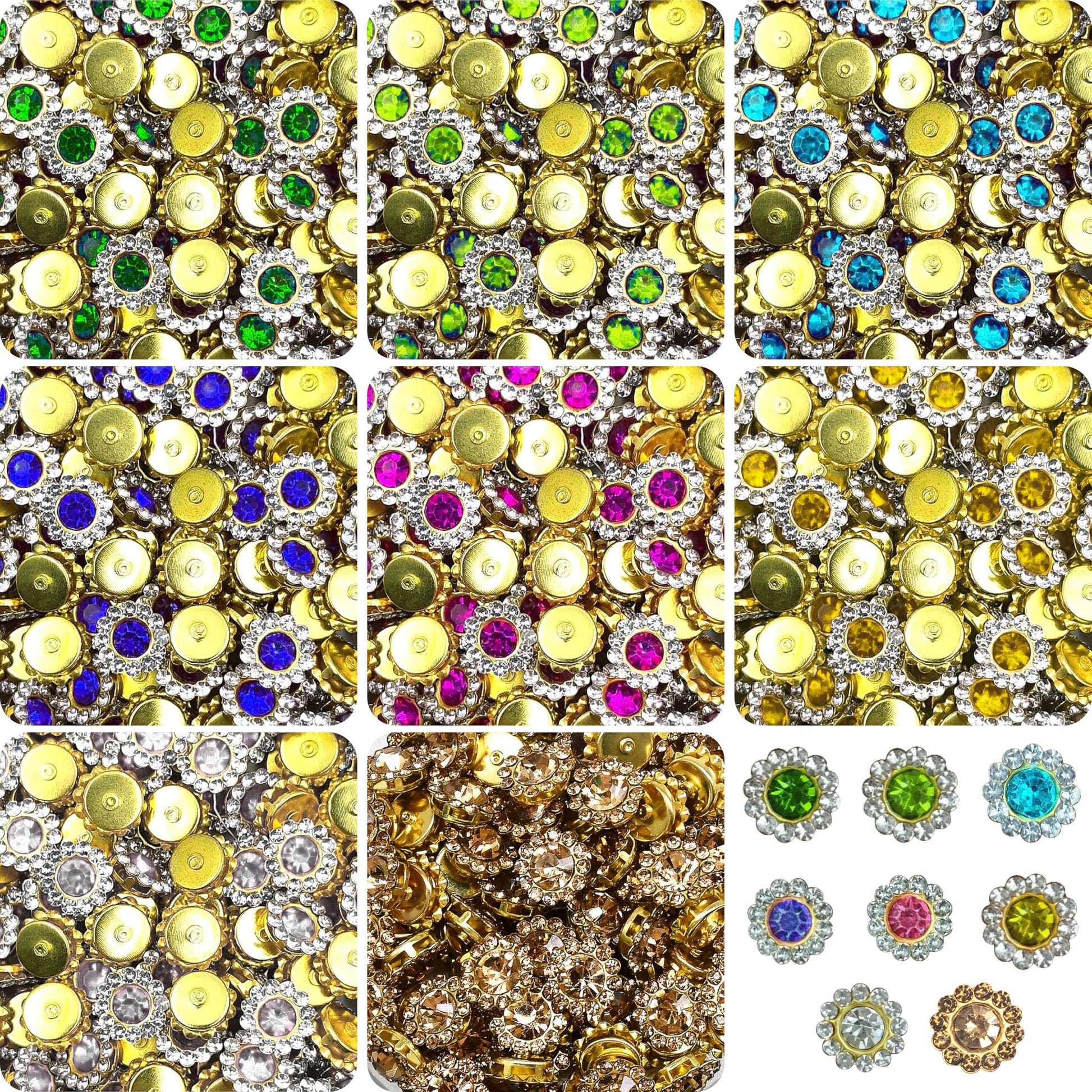 Multicolour 10mm rhinestones and flatback stones keep embellishment work, Lippan art and fabric decoration visually clean while adding sparkling look.