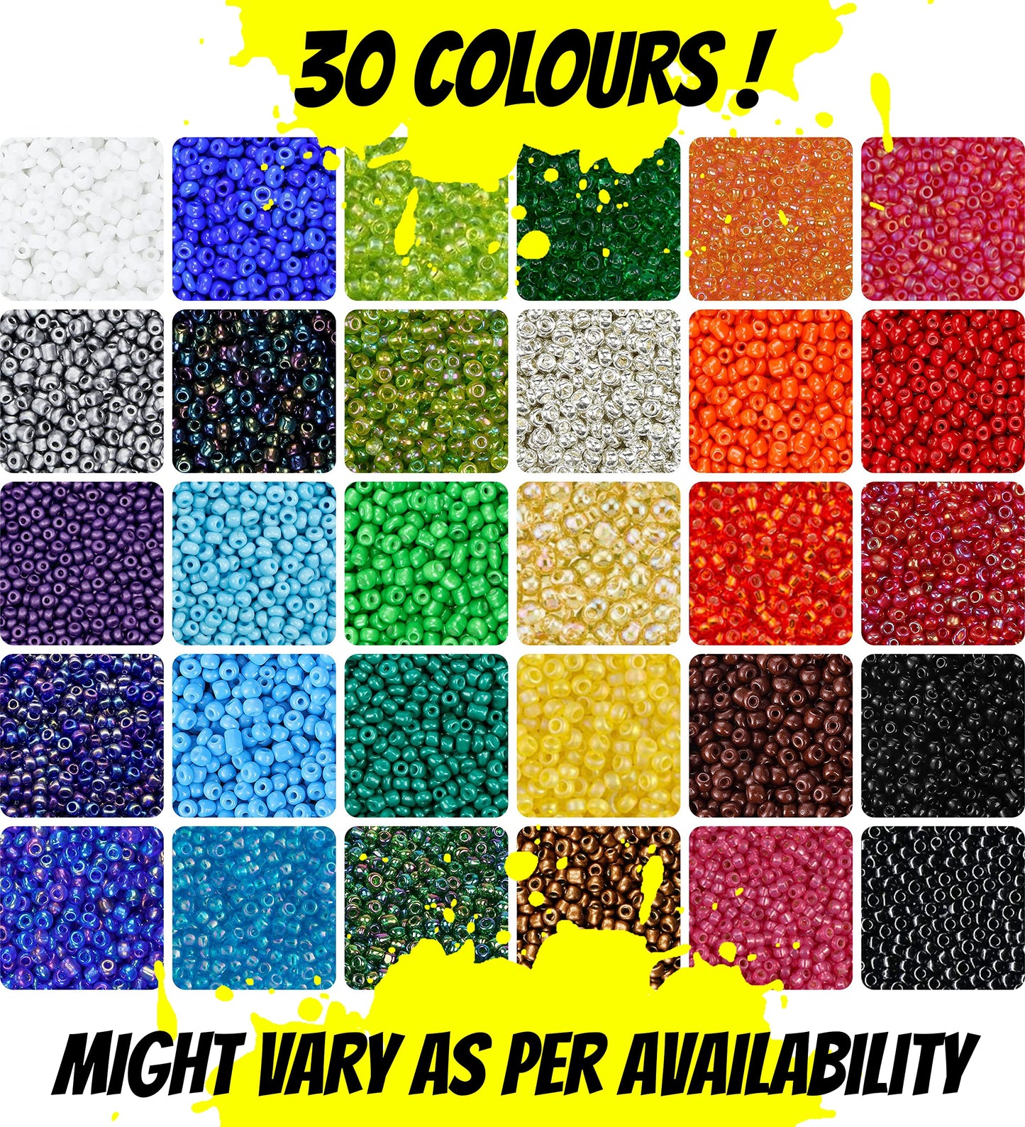 Necklace making and DIY jewellery projects can be finished with rainbow and multicolour 3 mm - 8 0 beads for handmade beadwork accent to handmade projects.