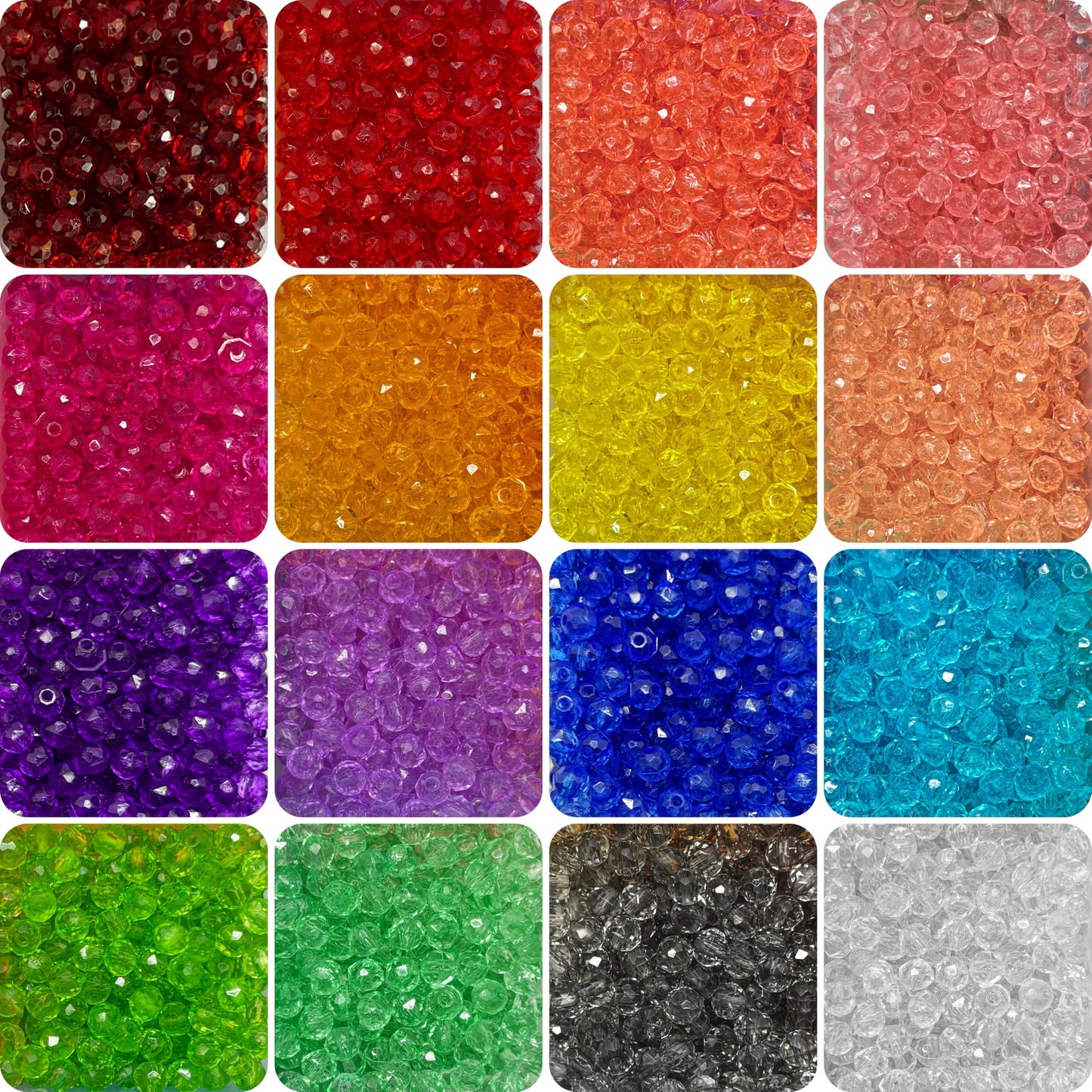 Crystal Beads for Jewellery Making, 3200 Pcs 4mm Tyre Shape 16-Colour product image