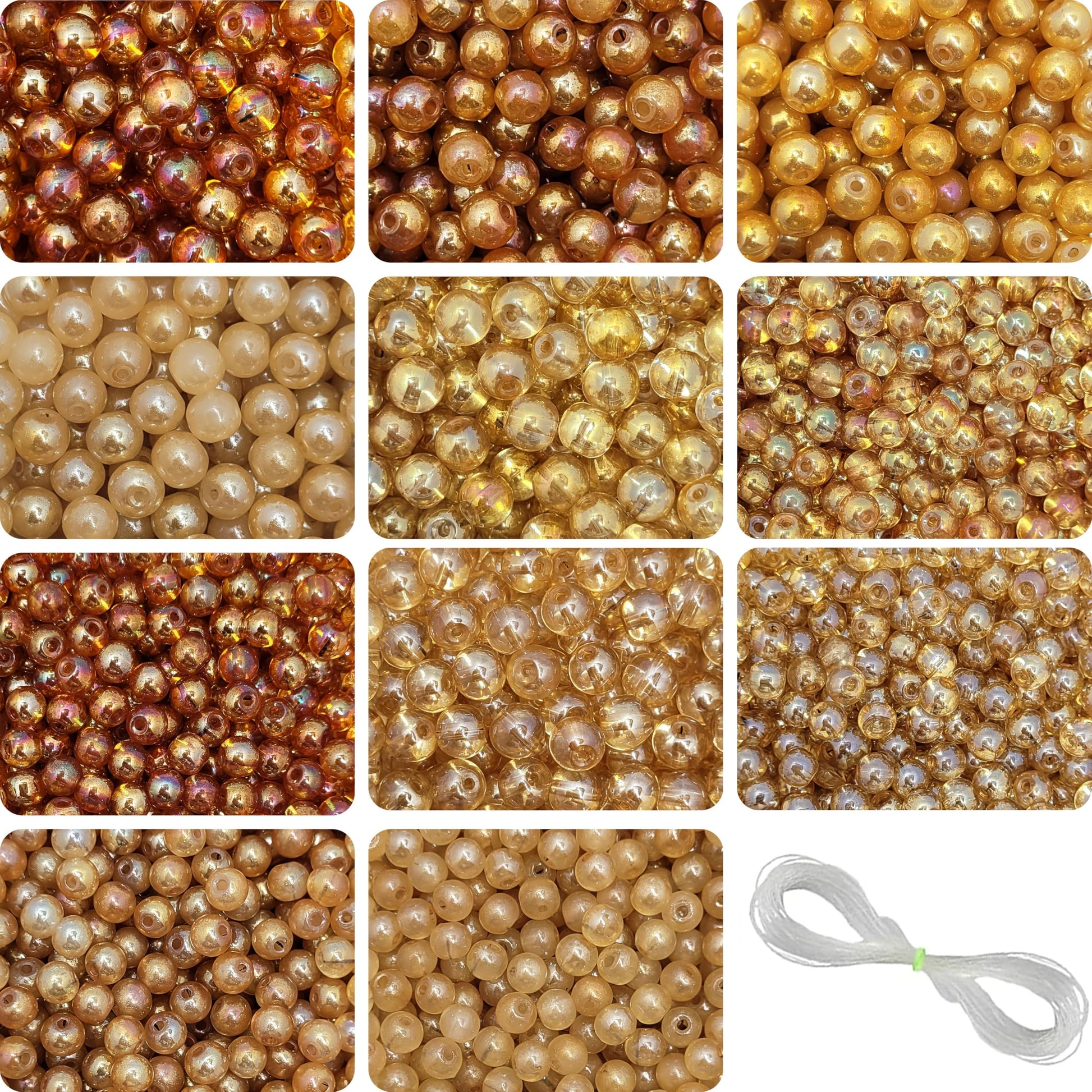 Use gold and black 6mm and 8mm beads for bracelet making, necklace making and DIY jewellery projects when the design needs a clean decorative look.