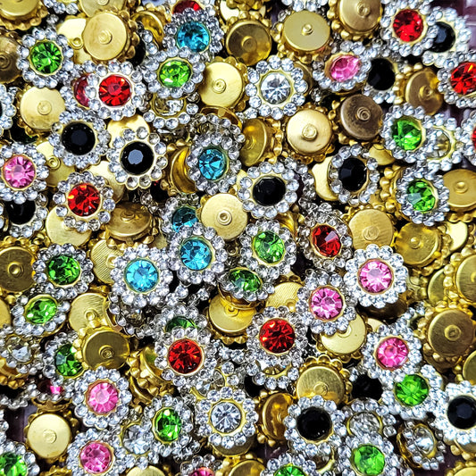 The sparkling look with multicolour detail finish of multicolour 10mm rhinestones and flatback stones works nicely in embellishment work, Lippan art and fabric decoration.