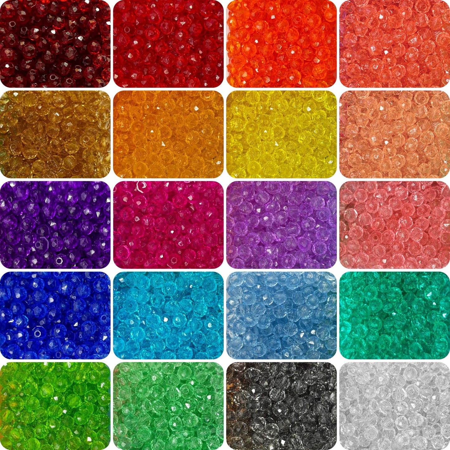 Crystal Beads for Jewellery Making, 4000 Pcs 4mm Tyre Shape 20-Colour product image