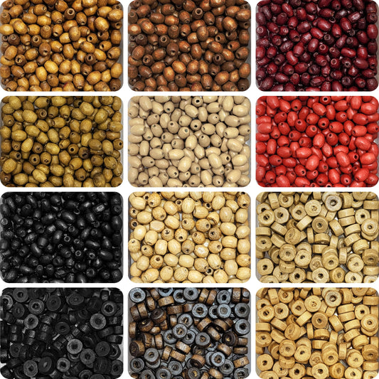 Multicolour wood and wooden beads bring visual interest to bracelet making, necklace making and DIY jewellery projects with clean decorative look.