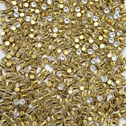 Embellishment work, Lippan art and fabric decoration benefits from round 3mm and gold 3mm rhinestones and flatback stones and sparkling look.