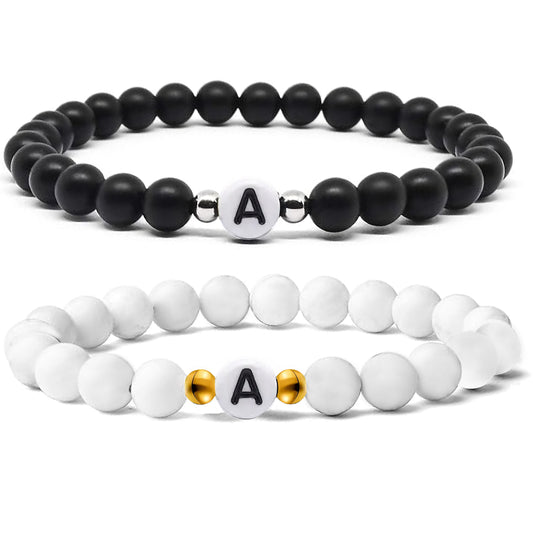 Personalized Initial Letter Beads Bracelet Set