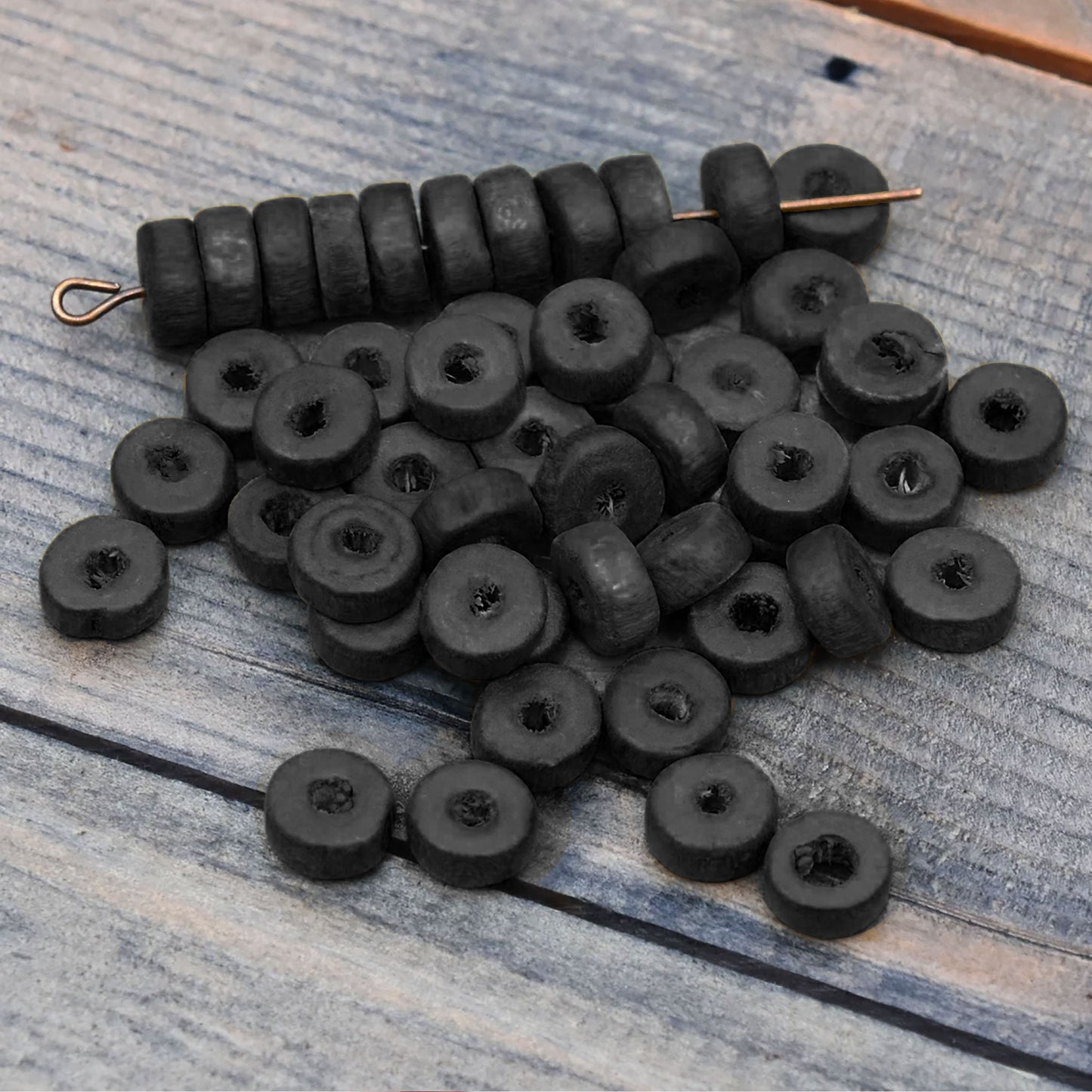 Wooden Disc Shaped Beads 6mm - Natural Wood Beads for Jewelry Making & Crafts