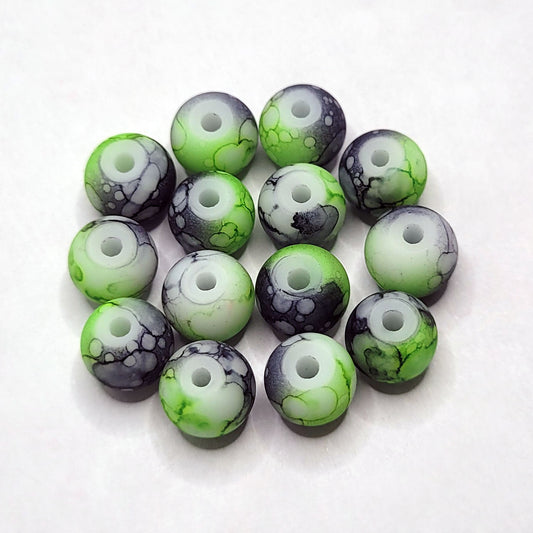 Marble Glass Matte Beads 8mm - 35 Beads