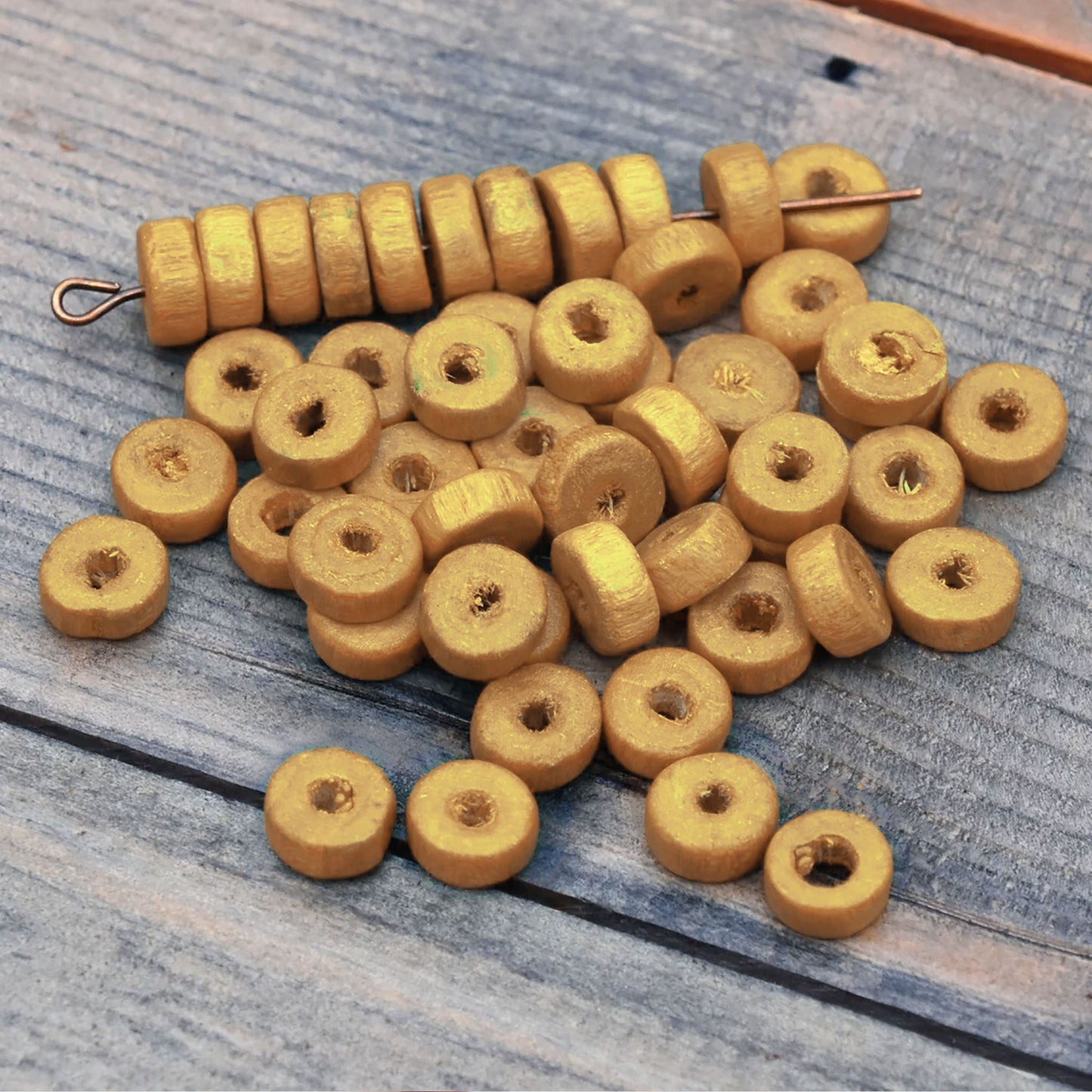 Wooden Disc Shaped Beads 6mm - Natural Wood Beads for Jewelry Making & Crafts