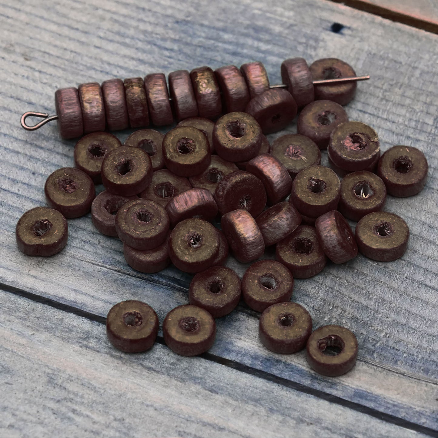 Wooden Disc Shaped Beads 6mm - Natural Wood Beads for Jewelry Making & Crafts