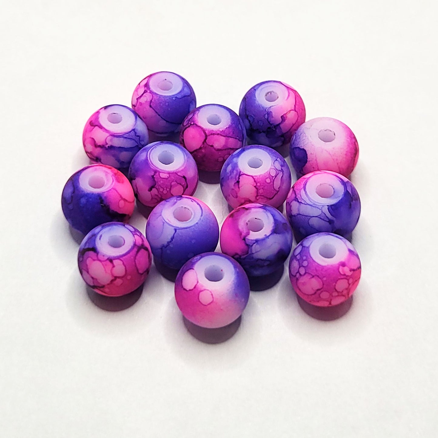 Marble Glass Matte Beads 8mm - 35 Beads