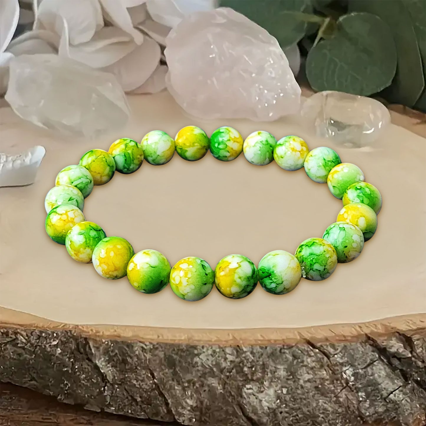 Marble Bracelet for Women and Girls - 6 Inch, 8mm Beads