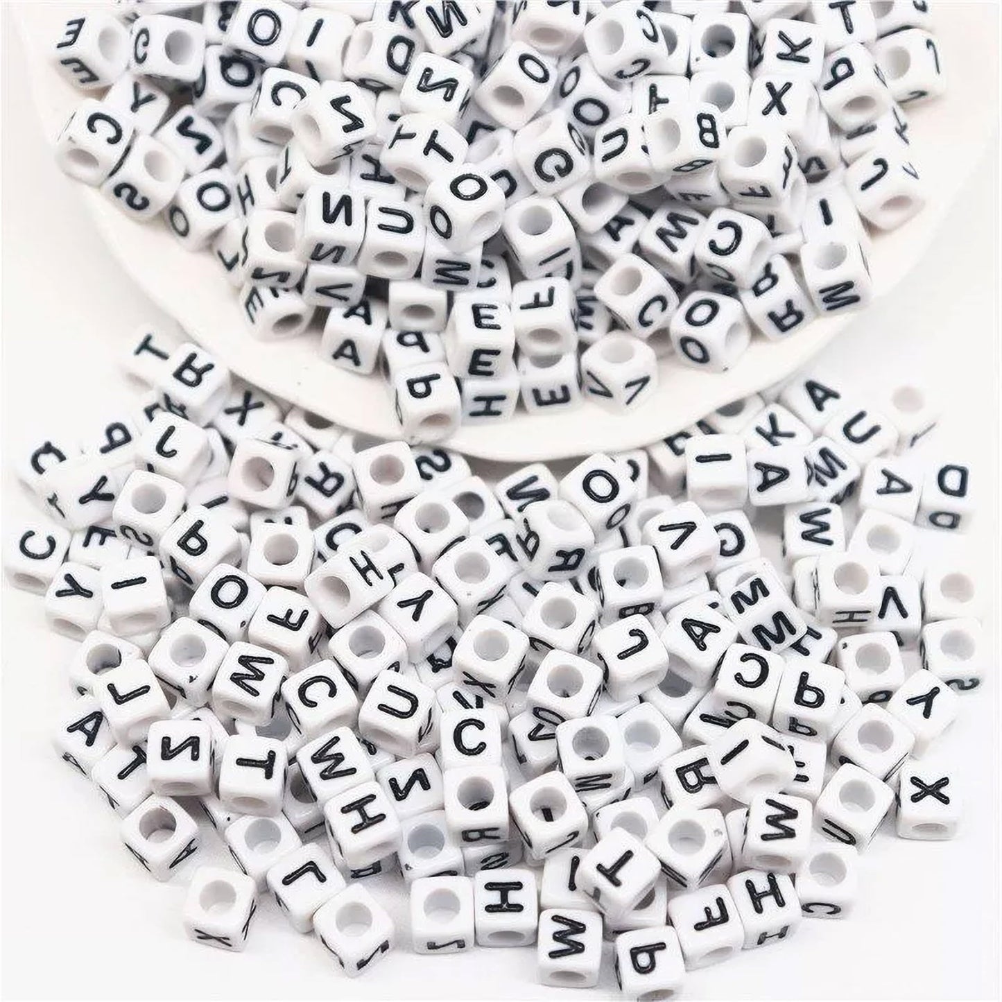 Alphabet Letter Cube Beads 6mm