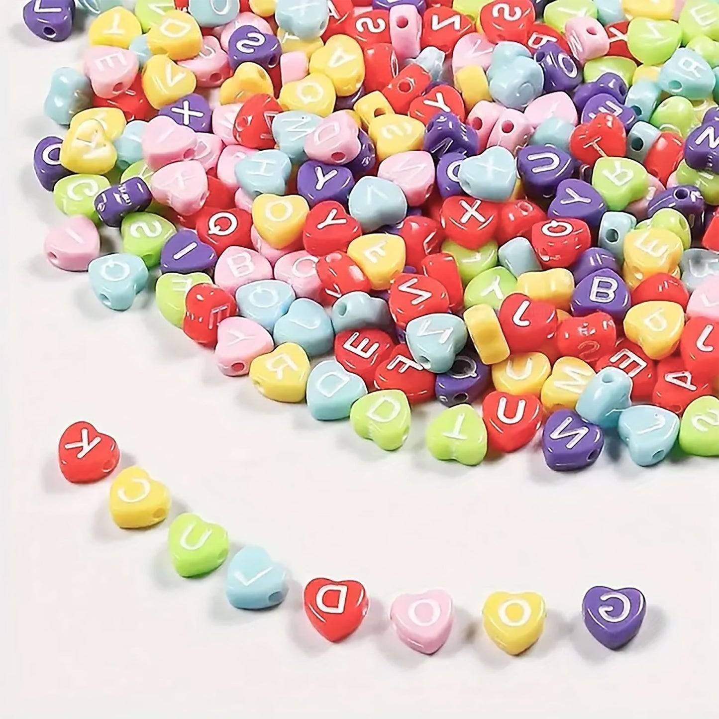 Alphabet Letter Heart Beads 6mm