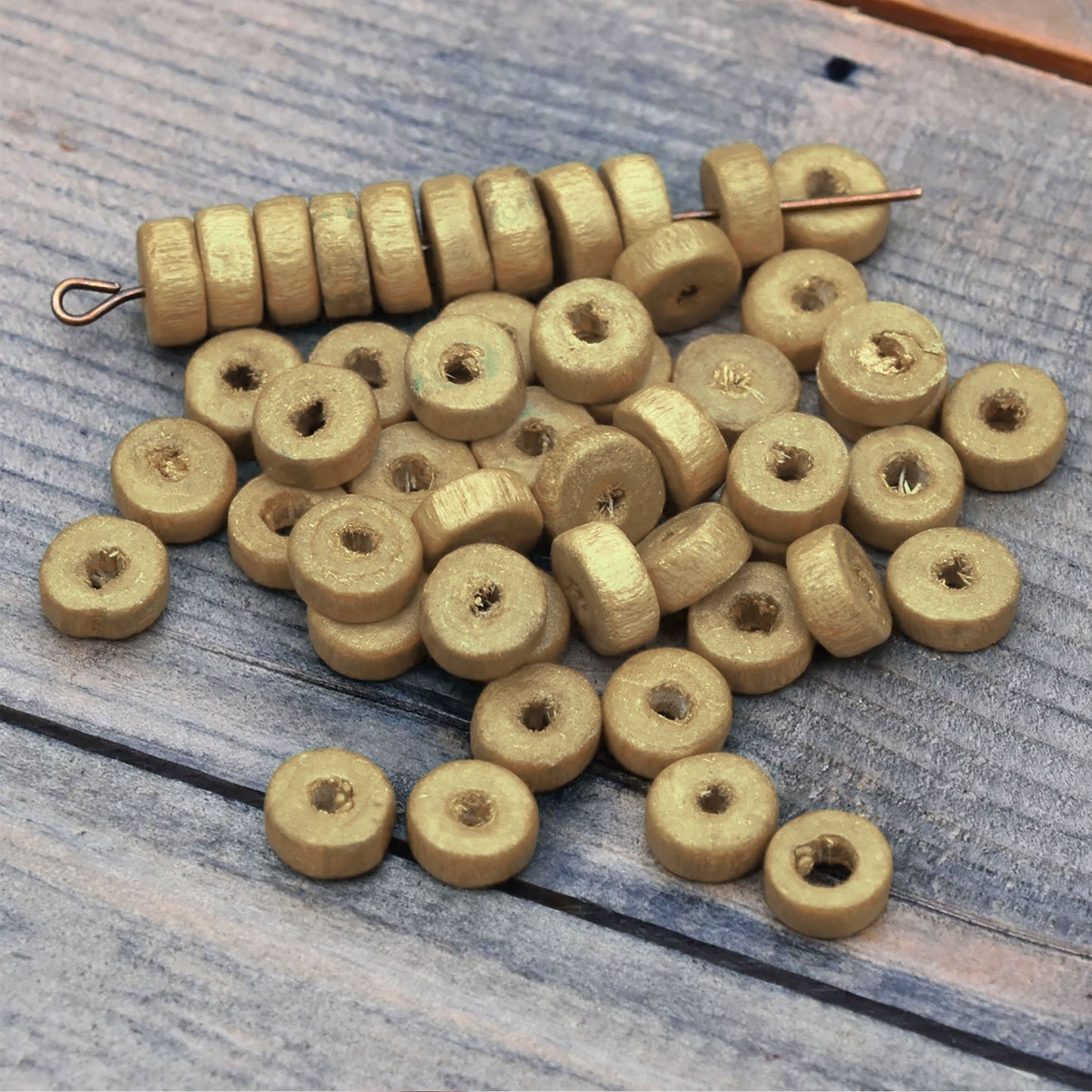 Wooden Disc Shaped Beads 6mm - Natural Wood Beads for Jewelry Making & Crafts