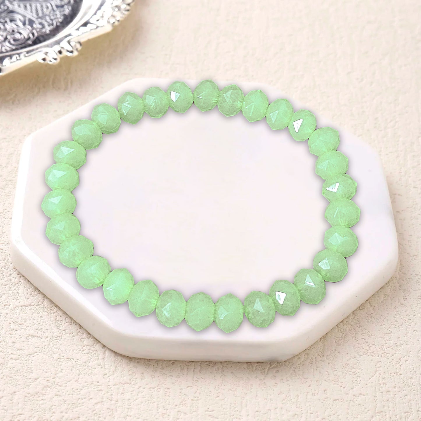 Rondelle Bracelet for Women and Girls - Opaque Theme - Size : 6inch - 8mm Beads