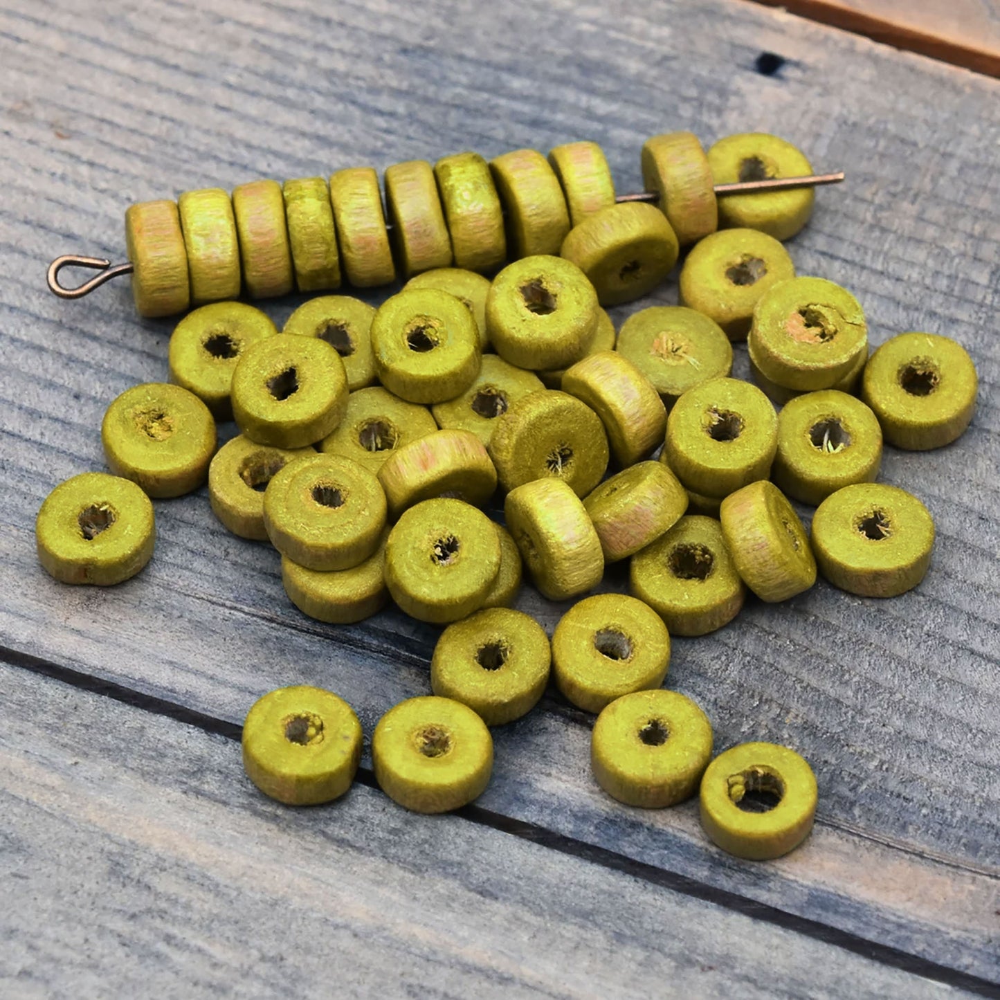 Wooden Disc Shaped Beads 6mm - Natural Wood Beads for Jewelry Making & Crafts