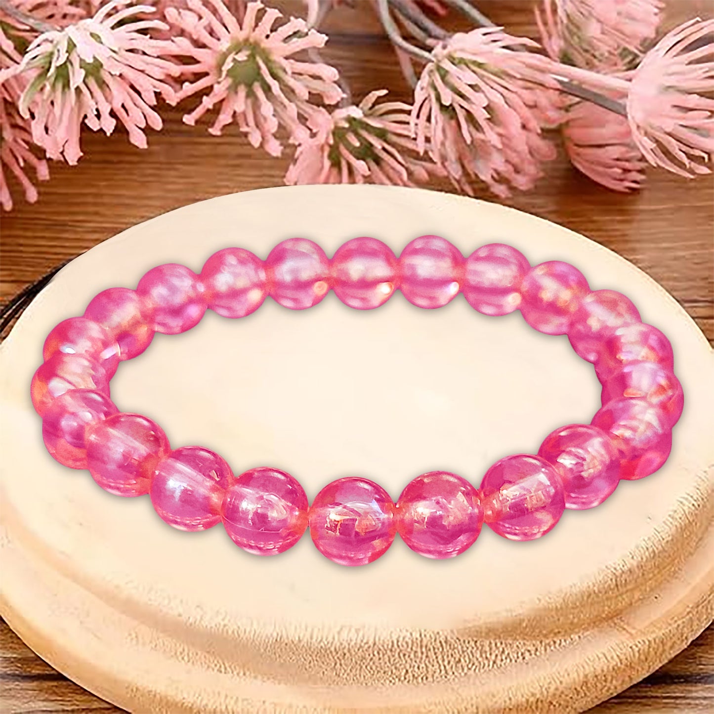 Rainbow Pearl Bracelet for Women and Girls - 6 Inch - 8mm beads