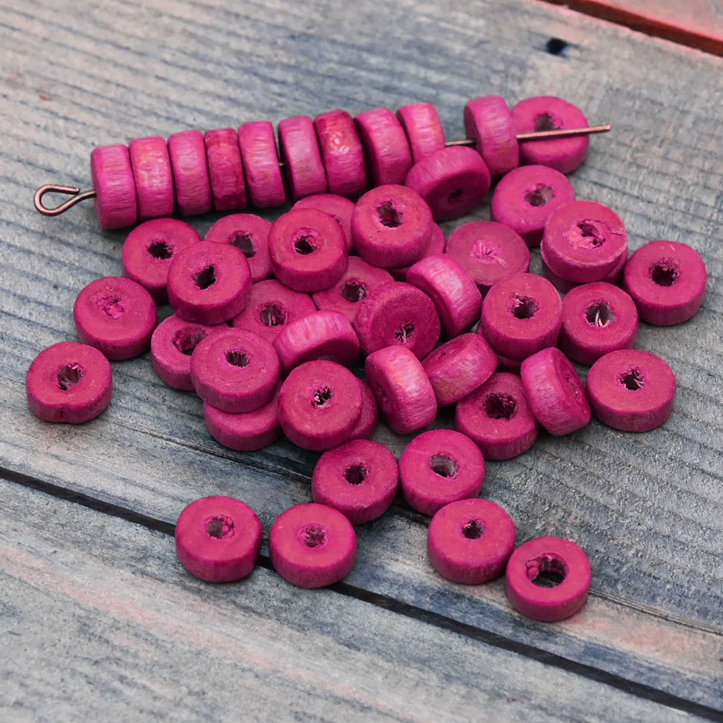 Wooden Disc Shaped Beads 6mm - Natural Wood Beads for Jewelry Making & Crafts