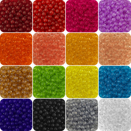 16-Color Transparent Acrylic Round Crystal Beads for Jewelry Making - Pack of [400 Pcs]