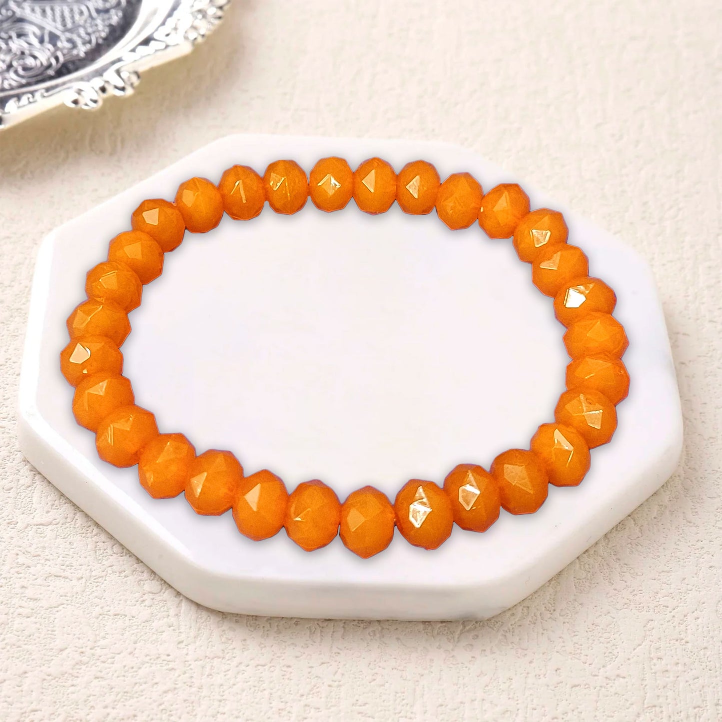 Rondelle Bracelet for Women and Girls - Opaque Theme - Size : 6inch - 8mm Beads