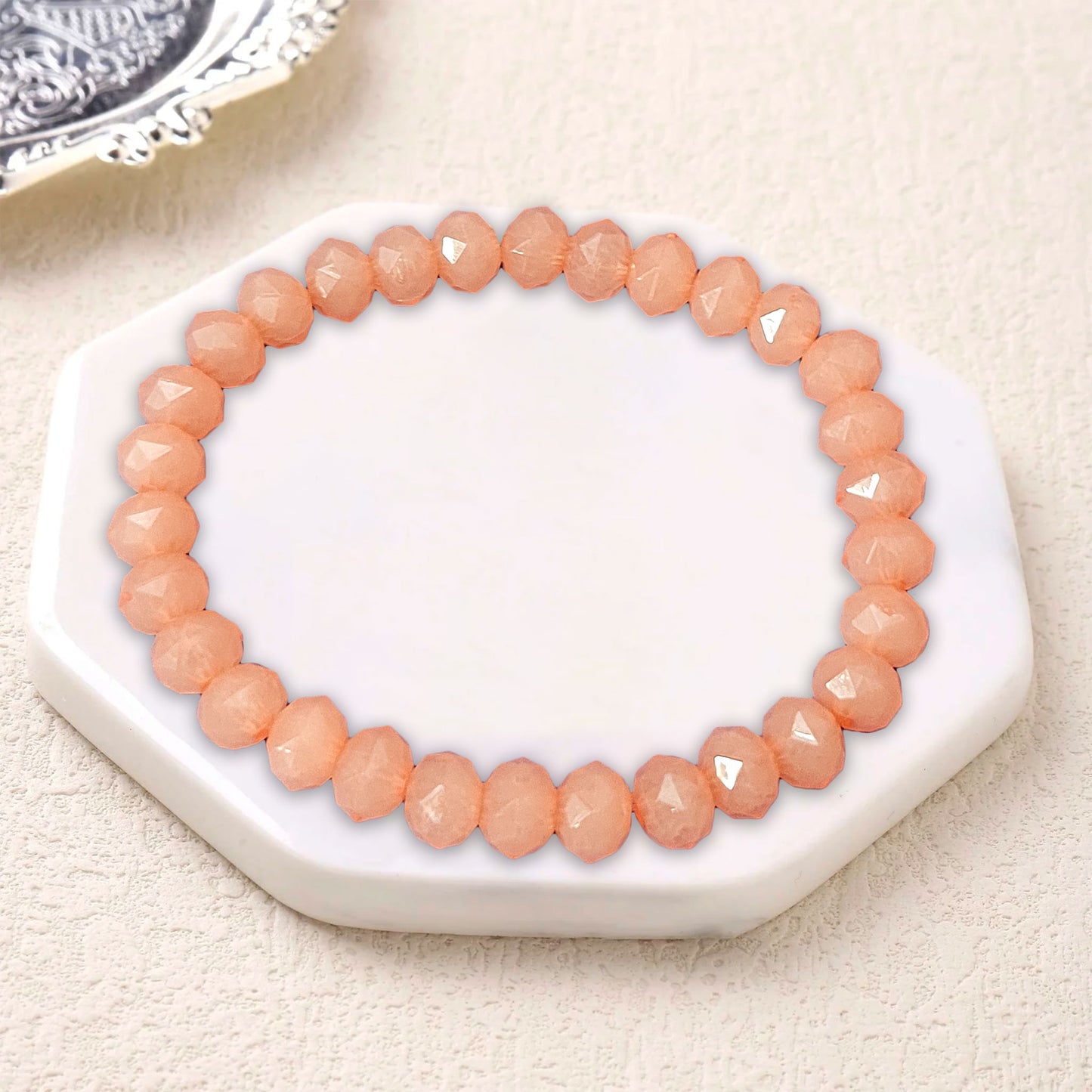 Rondelle Bracelet for Women and Girls - Opaque Theme - Size : 6inch - 8mm Beads